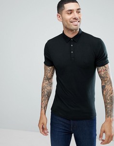 Черная эластичная футболка-поло Process Black - Черный