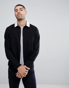 Черная рубашка с воротником из искусственного меха ASOS - Черный