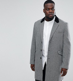 Пальто из смешанной шерсти с бархатным воротником ASOS PLUS - Серый