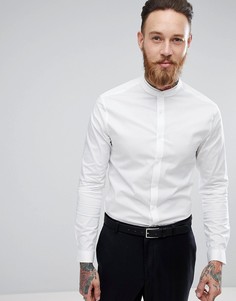 Приталенная рубашка с кружевной отделкой и воротником на пуговице ASOS - Белый