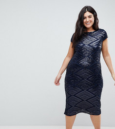 TFNC Plus Midi Sequin Dress with Cap Sleeve - Темно-синий