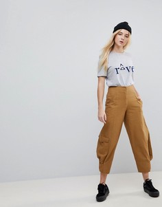 Светло-коричневые парусиновые брюки с завышенной талией ASOS MARGOT - Коричневый