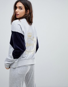 Велюровая спортивная куртка с логотипом Juicy Couture - Серебряный