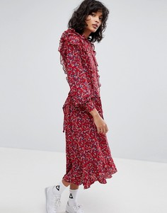 Платье макси с оборками и цветочным принтом STYLENANDA - Красный