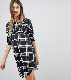 Свободное платье-футболка в клетку ASOS MATERNITY - Мульти