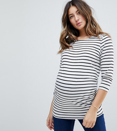 Трикотажный топ в полоску с рукавами 3/4 New Look Maternity - Черный