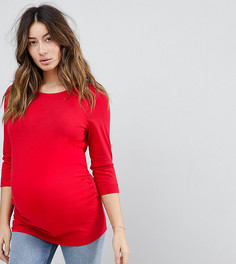 Красный трикотажный топ с рукавами 3/4 New Look Maternity - Красный