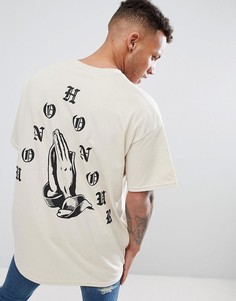 Oversize-футболка с принтом на спине HNR LDN - Светло-бежевый Honour