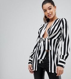 Блузка в полоску с завязкой PrettyLittleThing - Мульти