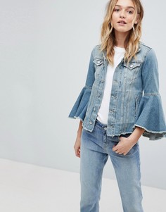 Джинсовая куртка с оборками на рукавах Pepe Jeans - Синий