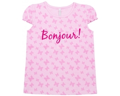 Футболка с коротким рукавом для девочки Barkito &quot;Каникулы в Париже&quot;, розовая с рисунком &quot;бабочки&quot;
