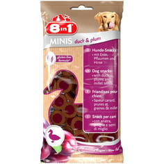 Лакомство 8 in 1 Minis Duck & Plums 100g для собак 125280