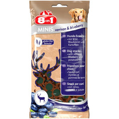 Лакомство 8 in 1 Minis Venison & Blueberry 100g для собак 125327
