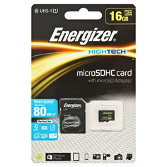 Карта памяти 16Gb - Energizer Micro Secure Digital HC Class 10 UHS-I FMDABH016A с переходником под SD