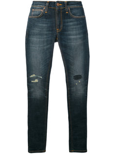 джинсы скинни с рваной отделкой  Nudie Jeans Co