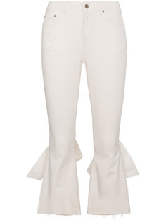 white cropped kick flare jeans Sjyp