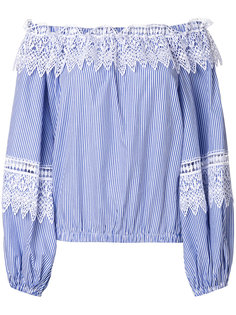 off-shoulder striped lace detail blouse Forte Couture