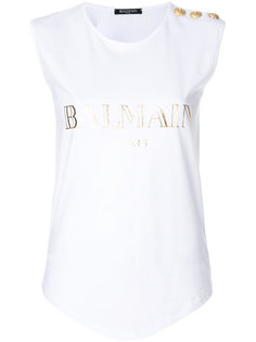 button embellished tank top Balmain