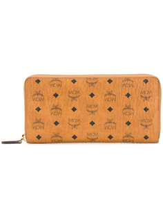 logo print zip wallet  MCM