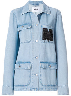 джинсовая куртка с заплаткой с логотипом MSGM