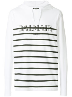 полосатая футболка с капюшоном  Balmain