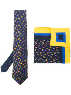 bird print tie and pocket square set Etro
