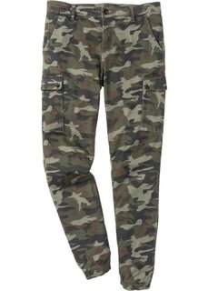 Эластичные брюки-карго Slim Fit Straight (оливковый камуфляж) Bonprix