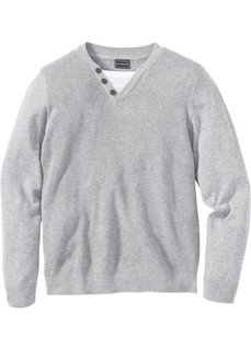 Пуловер Slim Fit (светло-серый меланж) Bonprix