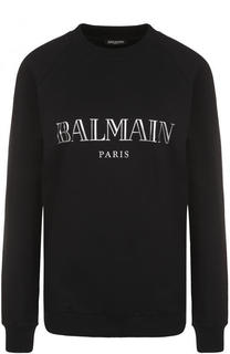 Хлопковый свитшот с логотипом бренда Balmain