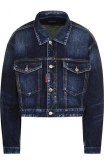 Укороченная джинсовая куртка с потертостями Dsquared2