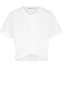 Однотонная хлопковая футболка с драпировкой T by Alexander Wang