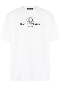 Хлопковая футболка с логотипом бренда Balenciaga