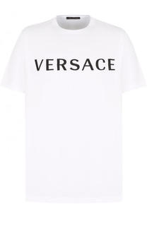 Хлопковая футболка с логотипом бренда Versace