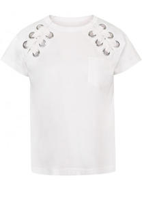 Хлопковый топ свободного кроя со шнуровкой Sacai