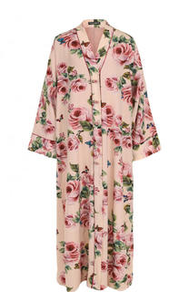 Шелковое платье-макси свободного кроя с принтом Dolce &amp; Gabbana