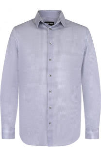 Хлопковая рубашка в клетку Giorgio Armani