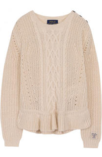Пуловер фактурной вязки с оборкой Polo Ralph Lauren