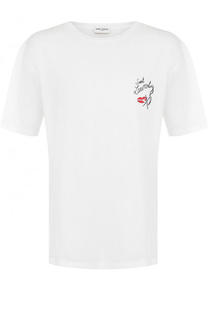 Хлопковая футболка с принтом Saint Laurent
