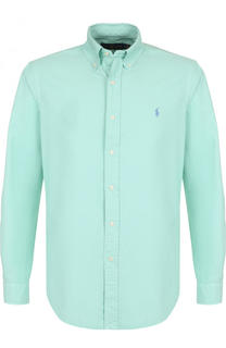 Хлопковая рубашка с воротником button down и логотипом бренда Polo Ralph Lauren