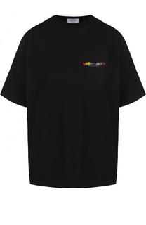 Хлопковая футболка свободного кроя с логотипом бренда Vetements