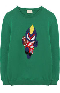 Хлопковый пуловер с принтом Fendi Roma