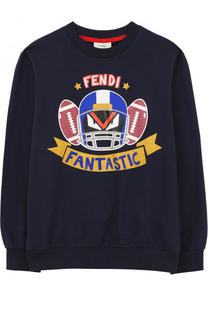 Хлопковый свитшот с принтом и аппликациями Fendi Roma
