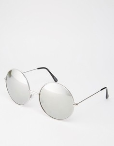 Зеркальные солнцезащитные очки в круглой оправе AJ Morgan Moonies - Серебряный