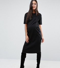 Платье-футболка миди для беременных ASOS Maternity - Черный