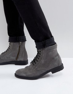 Черные ботинки на шнуровке в стиле милитари Kg By Kurt Geiger - Серый