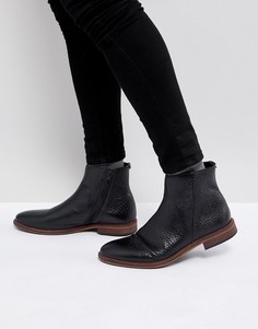 Черные кожаные ботинки челси с молниями ASOS - Черный