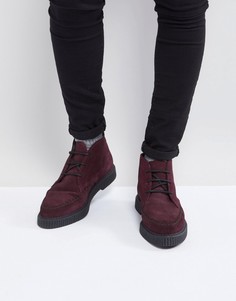 Бордовые замшевые ботинки-криперы на шнуровке ASOS - Красный