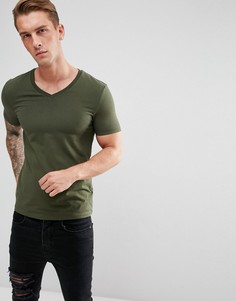 Зеленая обтягивающая футболка ASOS - Зеленый