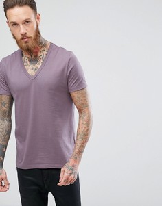Фиолетовая футболка с глубоким вырезом ASOS - Фиолетовый