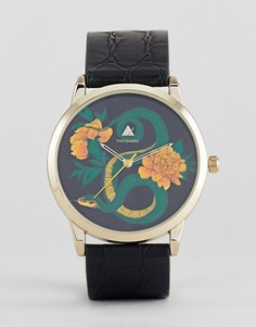Часы с черным ремешком, золотистой отделкой и узором змеи ASOS - Черный